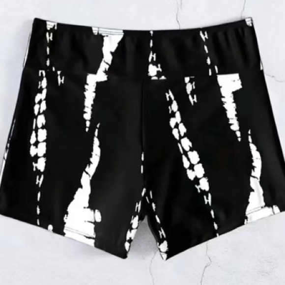 Boho Tie Dye 2 Piece Drawstring Accent Wireless Top Shorts Bikini Swim Swimsuit - Picture 6 of 16